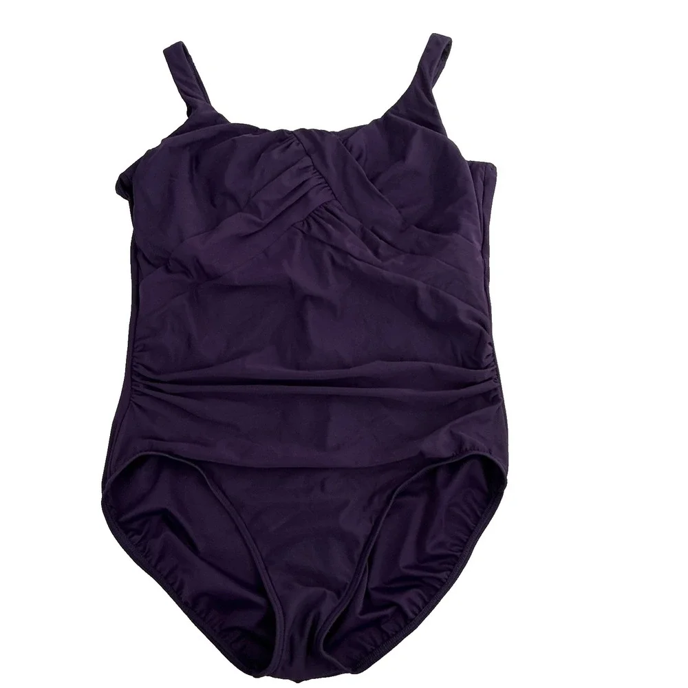Lands' End Slender Carmela Tummy Control One-Piece Swimsuit Size 18D Purple